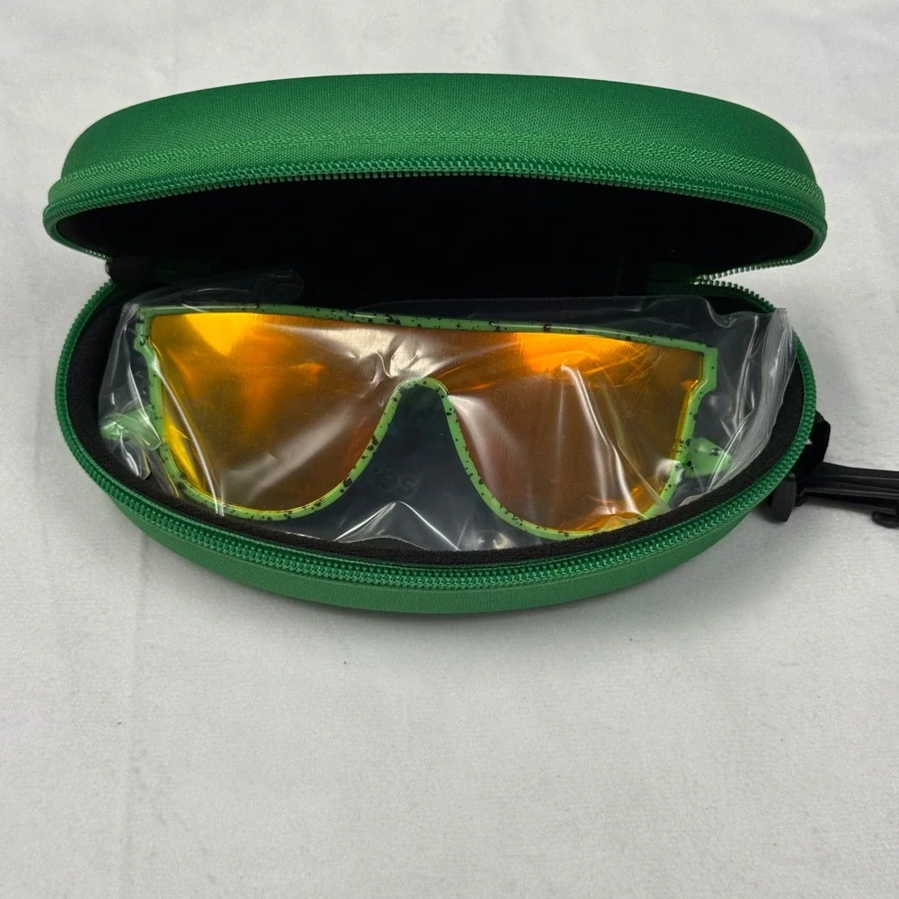 Tipsy Elves Psychic Pathway Sunglasses Green‎ Splatter Orange Mirror TE-SSG600